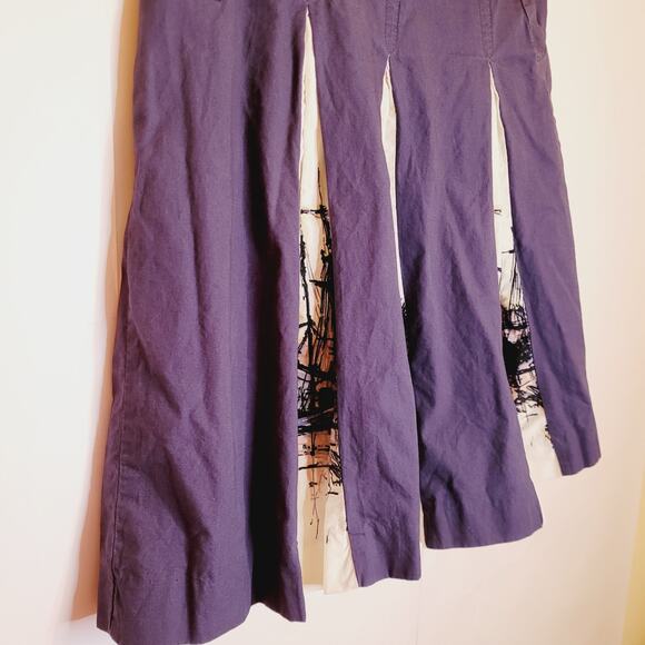 Merona blue and white nautical boat print pleated knee length skirt sz 2 preppy - Picture 8 of 11